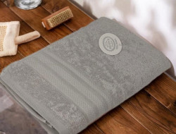 Полотенце махровое хлопковое KARVEN PETEK BORDUR DUZ H5159 LUX COTTON acik gri 50х90