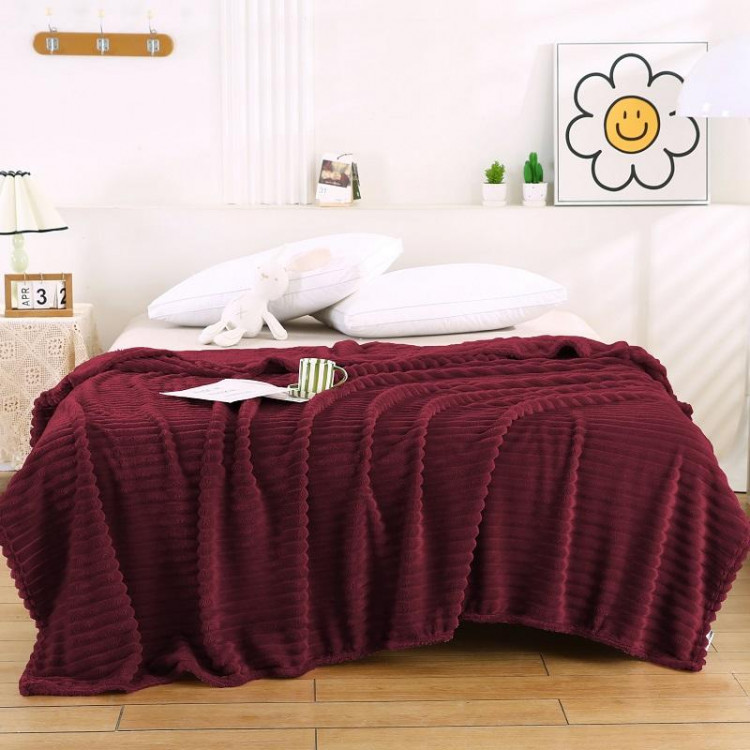 Плед фланелевый CRISTELLE STRIPE PREMIUM бордо 150х200