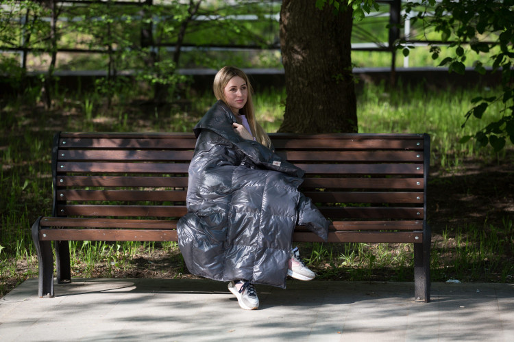 Дорожный плед пуховый GERMAN GRASS Travel Plaid Grass Graphite 140х200