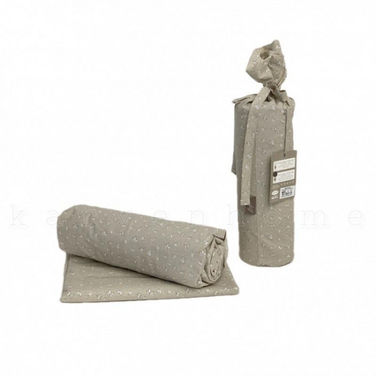 Простыня на резинке из поплина SAREV BAZAAR P939 LEVA V1 BEJ 100х200х30 с наволочкой 50х70