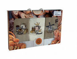 Набор кухонных полотенец вафельных хлопковых NILTEKS HM758 ХЛЕБ-МЕЛЬНИЦА V5 40х60 (3шт)