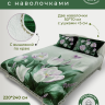 Покрывало из сатина стеганное с вышивкой DIVA AFRODITA PREMIUM 061 ХРУСТАЛЬ 220х240 с наволочками 50х70 (2шт)