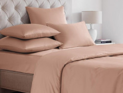Простыня на резинке из сатина SAILID SL-16-140 персиковая 140х200х25