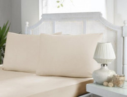 Простыня на резинке из ранфорса KARVEN P902 v2 кремовая 100х200х33 с наволочкой 50х70