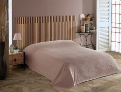 Плед из хлопка махровый KARVEN P959 ROSE V3 бежевый 220х240