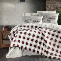 Постельное белье из ранфорса KARVEN N023 EDMON DARK RED 50х70 (2шт), 70х70 (2шт) евро