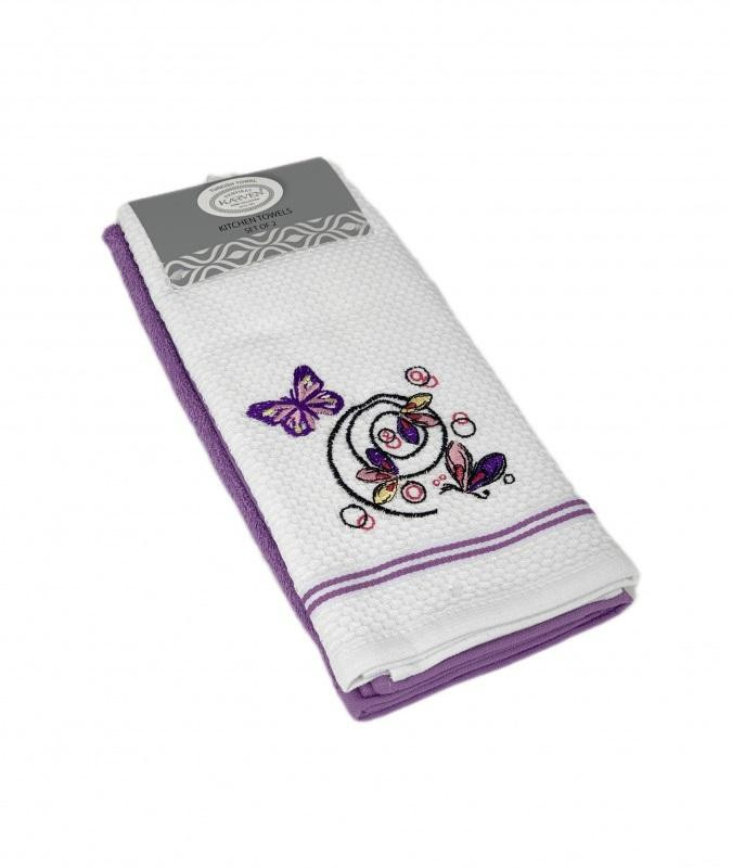 Набор кухонных полотенец хлопковых KARVEN HM770 ASKILI MUTFAK lila-beyaz V1 40х60 (2шт)