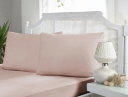 Простыня на резинке из ранфорса KARVEN P902 v9 пудра 100х200х33 с наволочкой 50х70