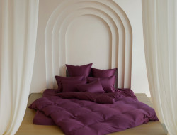 Постельное белье с простыней на резинке 160х200 GERMAN GRASS PURPLE BRILLIANT GRASS 70х70 (2шт) 1,5-спальное