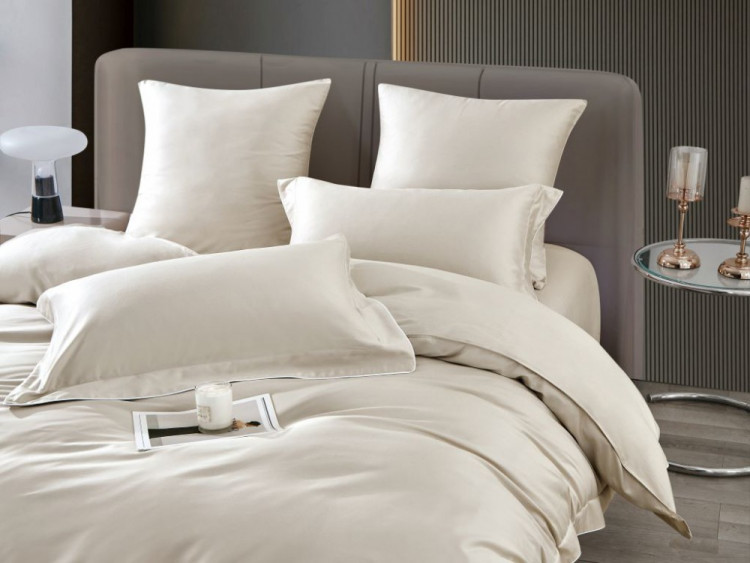 Постельное белье фланелевое из тенсела ASABELLA Взбитые сливки 50х70 (2шт) и 70х70 (2шт) семейное