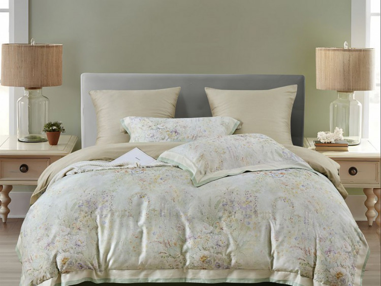 Постельное белье фланелевое из тенсела ASABELLA Английский сад 50х70 (2шт), 70х70 (2шт) евро