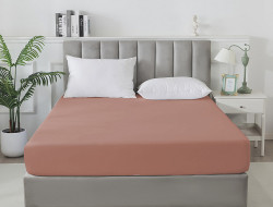 Простыня на резинке сатиновая TANGO Soho розовая пудра 160х200х30