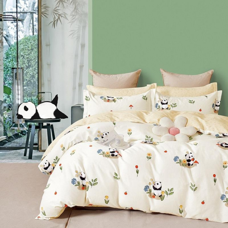 Постельное белье из твила TANGO панда на полянке 50х70 (2шт), 70х70 (2шт) евро