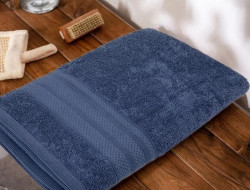 Полотенце махровое хлопковое KARVEN PETEK BORDUR DUZ H5159 LUX COTTON lacivert 50х90