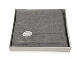 Плед из хлопка махровый KARVEN P958 ROSE V8 темно-серый 160х220