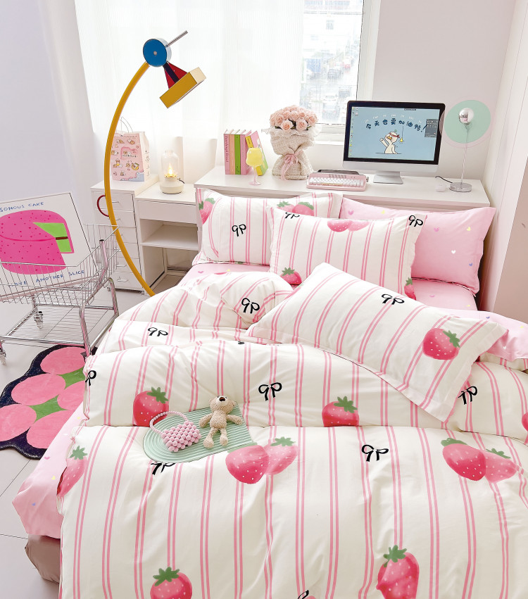 Постельное белье из твил-сатина TANGO клубничное утро 70х70 (2шт) 2-спальное