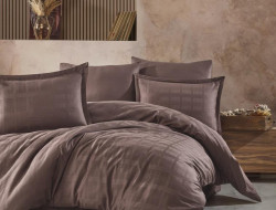 Постельное белье из сатина де люкс KARVEN N045 MARSELA V-6 DARK BROWN 50х70 (2шт), 70х70 (2шт) семейное