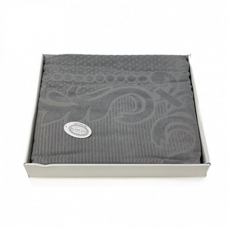 Плед из хлопка махровый KARVEN P961 ESTER V8 темно-серый 220х240