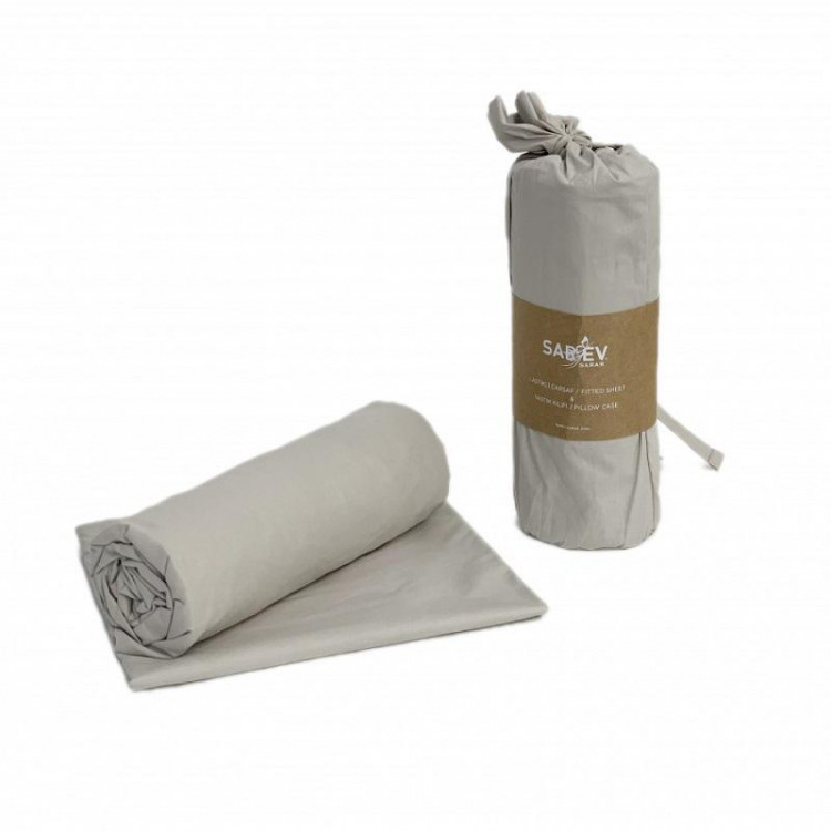 Простыня на резинке из ранфорса SAREV P950 V52 BEJ 100х200х35 с наволочкой 50х70