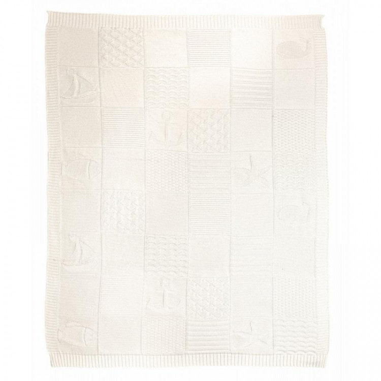 Плед детский из хлопка и акрила BELPOL FISH экрю 110х140