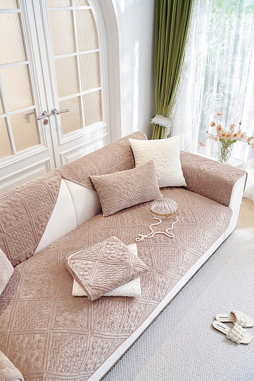 Набор накидок на диван из велюра TANGO SOFA светло-коричневый 90х160 (1шт), 90х210 (1шт)