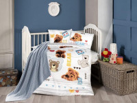 Постельное белье для малышей из сатина с пледом KARVEN 3D DIGITAL D040 BEAR