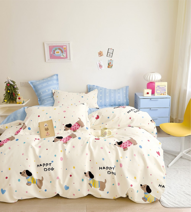 Постельное белье из твил-сатина TANGO happy dog 70х70 (2шт) 1,5-спальное