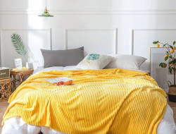 Плед однотонный фланелевый TANGO STRIPE ST-13 желтый 150х200