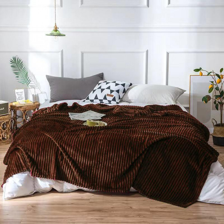 Плед однотонный фланелевый TANGO STRIPE ST-16 темно-коричневый 150х200