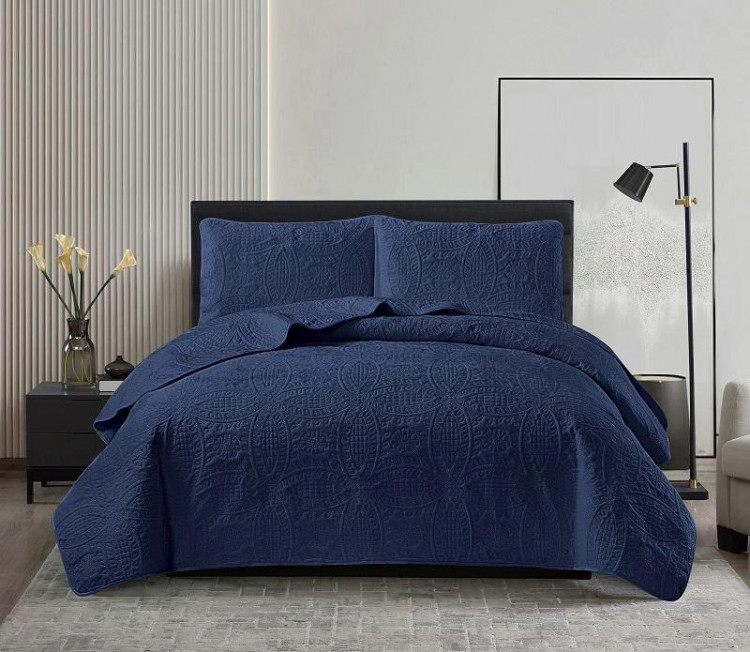 Покрывало тонкое велюровое TANGO CASABLANCA темно-синее 220х240