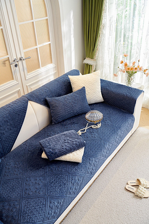 Набор накидок на диван из велюра TANGO SOFA синий 90х160 (2шт)