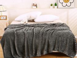 Плед фланелевый CRISTELLE STRIPE PREMIUM темно-серый 200х220