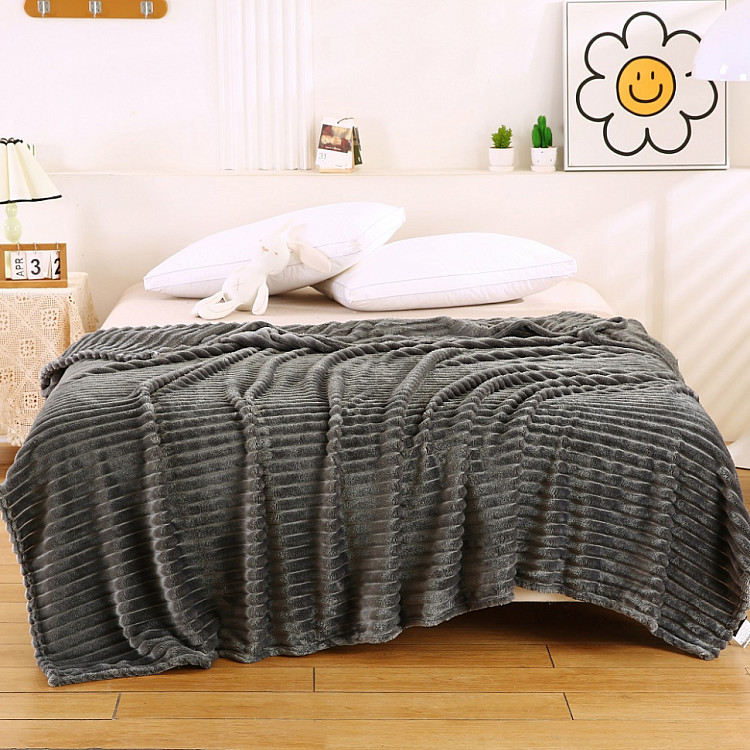 Плед фланелевый CRISTELLE STRIPE PREMIUM темно-серый 200х220