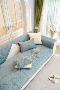 Набор накидок на диван из велюра TANGO SOFA серо-голубой 90х160 (2шт)