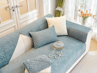 Набор накидок на диван из велюра TANGO SOFA серо-голубой 90х160 (2шт)