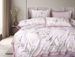 Постельное белье фланелевое из тенсела ASABELLA Розовый сад 50х70 (2шт) и 70х70 (2шт) евро