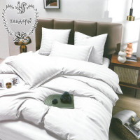 Постельное белье из страйп-сатина ПАНДОРА белое семейное