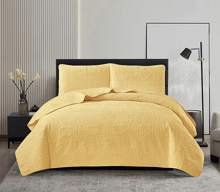 Покрывало тонкое велюровое TANGO CASABLANCA светло-желтое 220х240