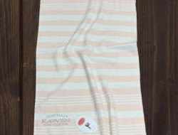 Полотенце махровое хлопковое с бахромой KARVEN H3278 ПЕШТЕМАЛЬ V1 пудра 100х200