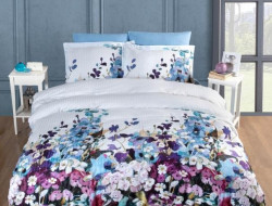 Постельное белье из страйп сатина с цветным принтом KARVEN N249-SB007 50х70 (1шт), 70х70 (1шт) 1,5-спальное