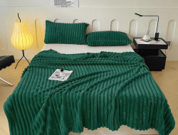 Плед фланелевый CRISTELLE STRIPE PREMIUM изумрудный 150х200
