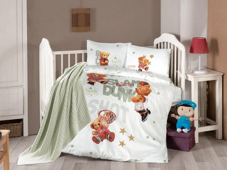 Постельное белье для малышей из сатина с пледом KARVEN 3D DIGITAL D040 CLEO