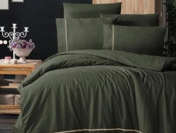 Постельное белье из DELUXE DARK ранфорса KARVEN N028 ALISA DARK GREEN 50х70 (2шт) 1,5-спальное