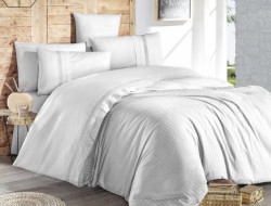 Постельное белье из DELUXE ранфорса KARVEN N028 GALA BEYAZ 50х70 (2шт) 1,5-спальное