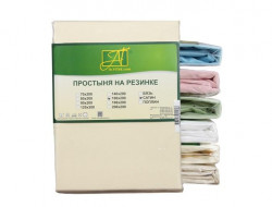 Простыня из сатина на резинке АЛЬВИТЕК кремовая 180х200