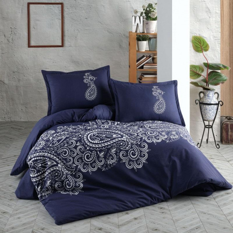 Постельное белье из ранфорса KARVEN N023 NILLA NAVY BLUE V-1 50х70 (2шт), 70х70 (2шт) евро