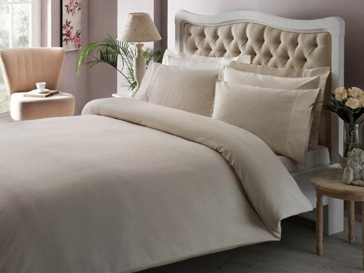 Постельное белье из люкс-сатина PREMIUM BASIC STRIPE кремовое евро