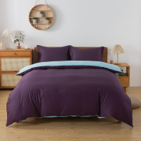 Постельное белье с простыней на резинке из сатина TANGO фиолетовое-голубое евро