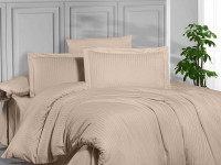 Постельное белье из страйп сатина KARVEN N162-SS-007 KBEJ темно-бежевое 50х70 (1шт), 70х70 (1шт) 1,5-спальное