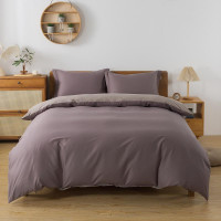 Постельное белье с простыней на резинке из сатина TANGO бежевое-коричневое евро